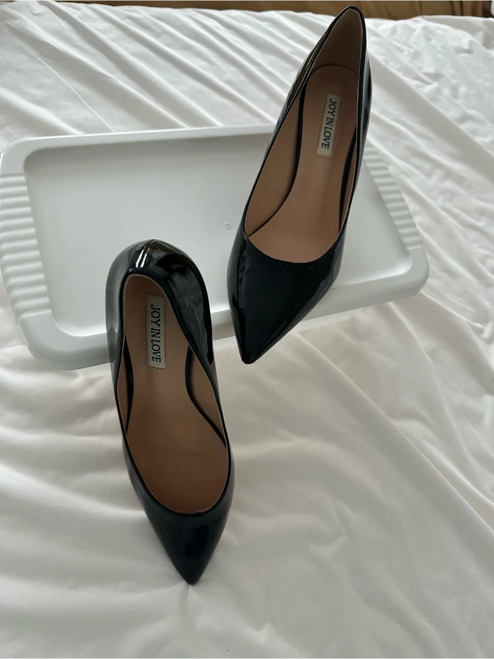Joy N Love Black Patent Pointed Toe Pumps - Elegant Women's Heels
